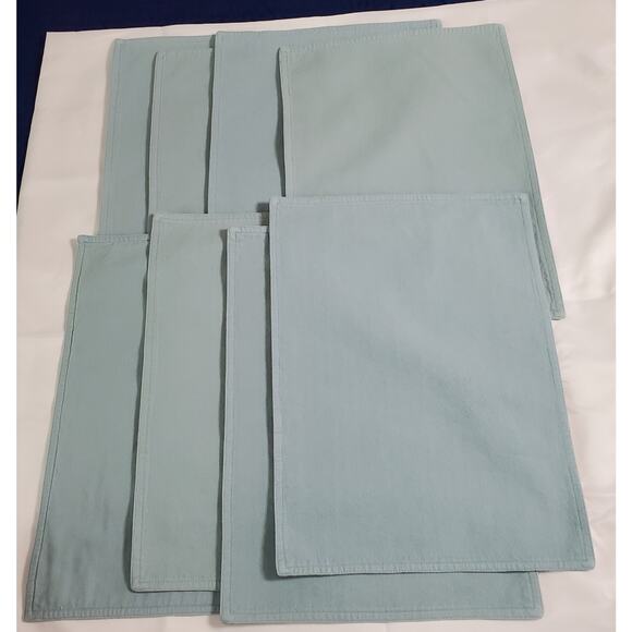 Placemats Set of 8 Reversible Light Blue Teal Gray Twill Soft Brushed Soft 18x13 - Picture 2 of 11